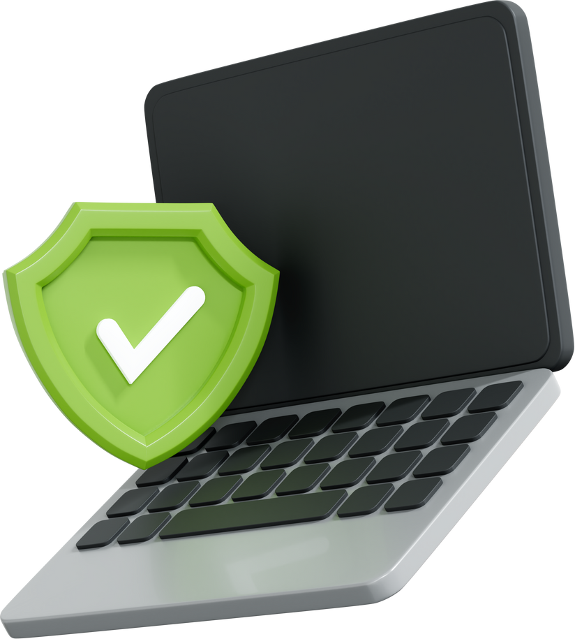 3D Computer laptop with security shield